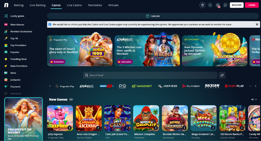 Novibet Παιχνίδια καζίνο και δωρεάν δοκιμές