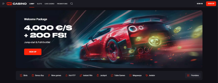 Αρχική σελίδα του N1 Casino